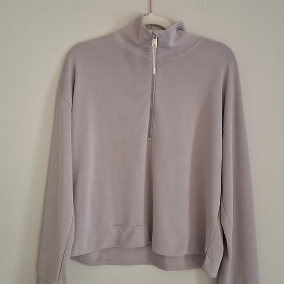 Athleta Seasoft Quarter 1/4 Zip Cropped Pull.over Tensil Grey - Picture 3 of 8
